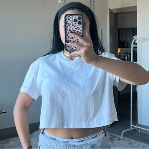 Nuuds white boxy crop t shirt